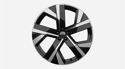 Aluminum rim set "5-double-spoke Glossy Black Diamond Cut" 9 x 22"