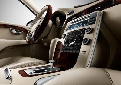 Versnellingspookknop, leer/walnotenhout